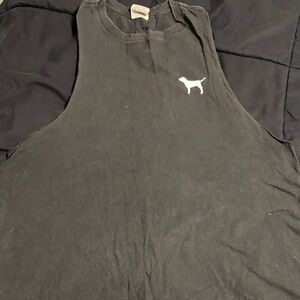 PINK Victoria's Secret Black Graphic Tank Top